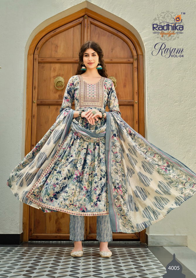 Rasam Vol 4 By Radhika Nyra Cut Readymade Suits Catalog
